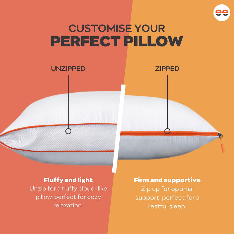 Sleepyhead Microfiber Pillow with Height & Firmness Adjustable Zipper (White, 27x17 inches, Pack of 1)