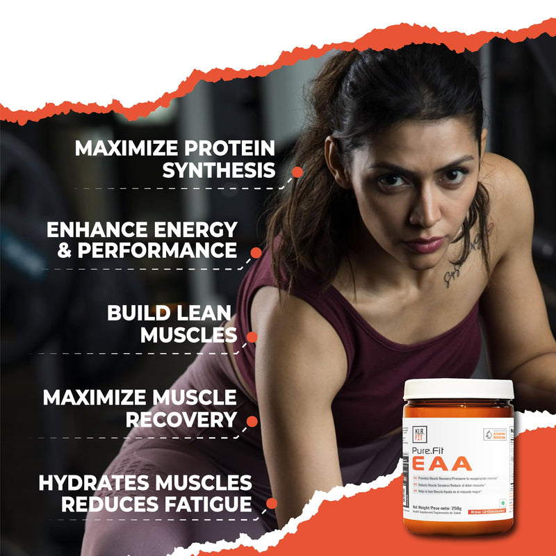 Klr.Fit's EAA Intra - Training/Workout drink Powder with BCAA helps provide Muscle Recovery | Hydration | Performance All 9 Essential Amino Acid- 50 servings