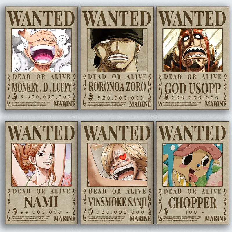 SoulAbiti One Piece straw hat pirates wanted poster Luffy Gear 5 (Pack of 10, 12 X 18 inches)