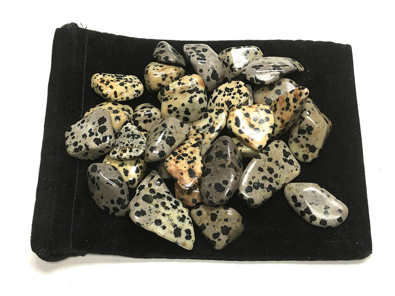 Zentron Crystal Collection: 1 lb Tumbled Dalmation Jasper in Velvet Bag