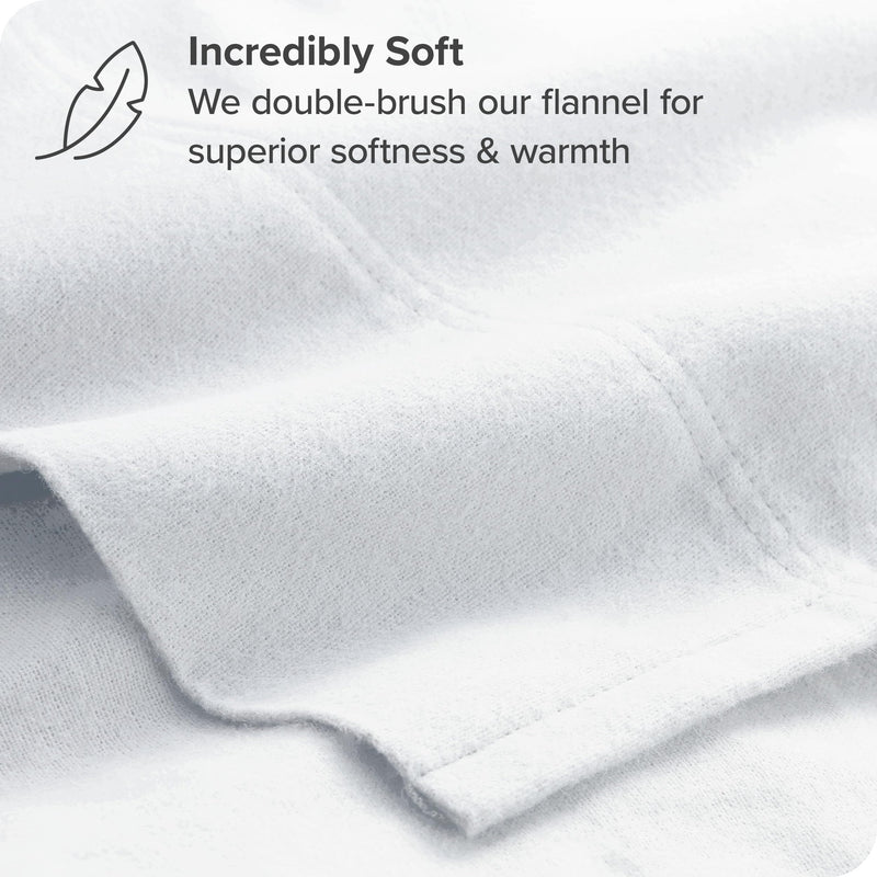 Heavyweight 100% Cotton Flannel Sheet Set Twin XL Extra Long (Twin XL, White) by Ivy Union