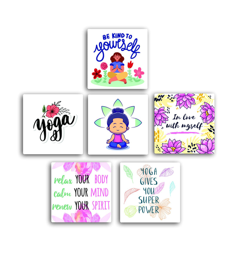 THE INDI - MELA Yoga Quotes Acrylic Fridge Magnet (Set of 6) |FM023|