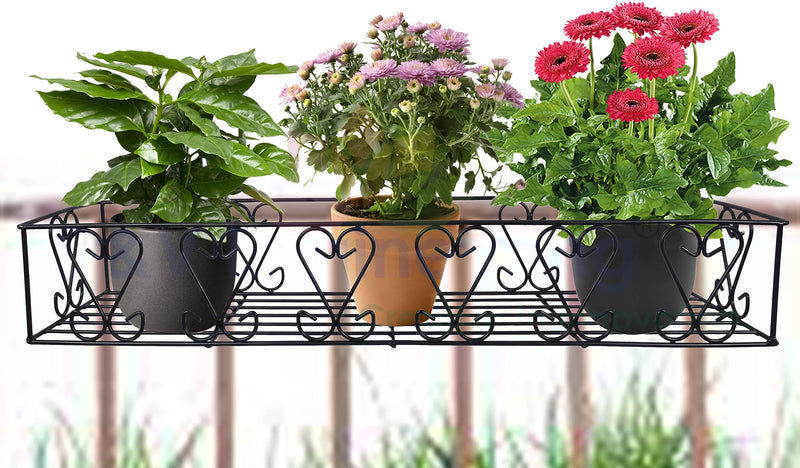 D&V ENGINEERING - Creative in innovation Metal Railings Pot Stand │Hanging pot stands for plants in balcony Railings (Fixed Hanger, Pack of 1-Black)