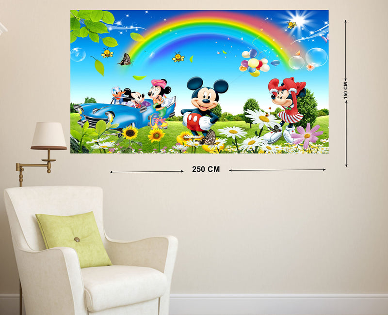 LANSTICK Micky Mouse Sky Rainbow Background Wall Sticker