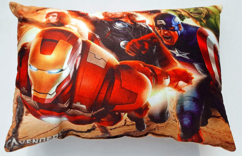 PartyStuff Kids Microfiber Avengers Superhero Cartoon Printed Cover Cushion Pillow (Brown, 12x18)