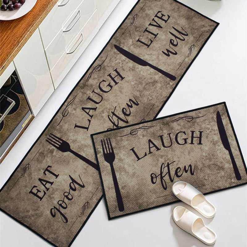 HomeCloud Kitchen Mat Anti Slip, Soft,Washable, Printed, Designer, For Floor, Kitchen, Room (6 Mm Thick, 41 X 122 Cm 41 X 61 Cm) / Eat_Good_Brown(Velvet), Large Rectangle