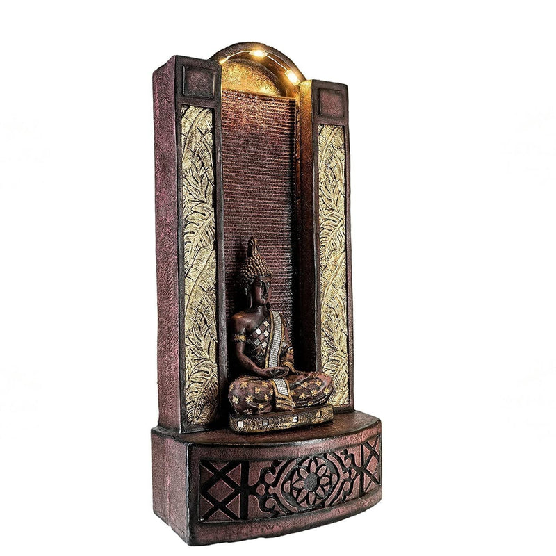 Shawshank Jharna Buddha Water Fountain Resin Fiberglass Water Fountain for Home Office Living Room Décor with LED Lights and Water Pump