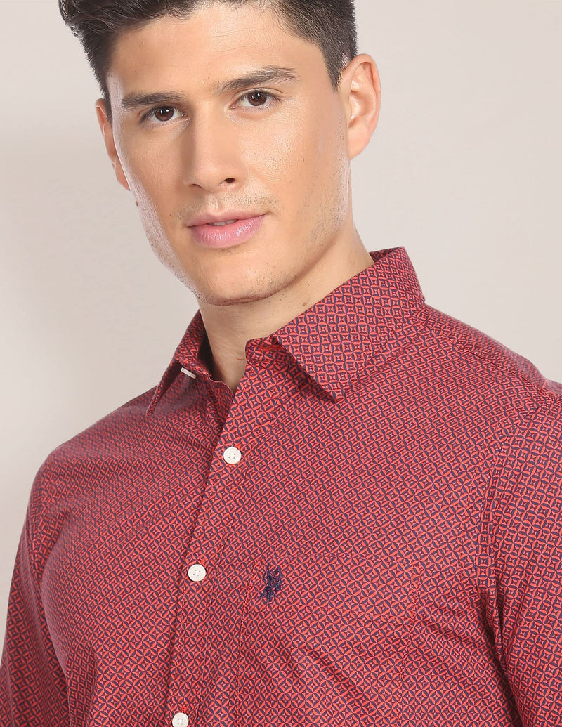 U.S. POLO ASSN. Mens Printed FS Shirts (USSHTFX0092_RED_M)