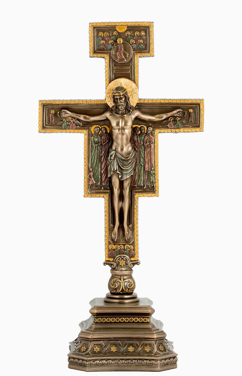 VERONESE San Damiano Crucifix on Stand Sculpture 14" Tall