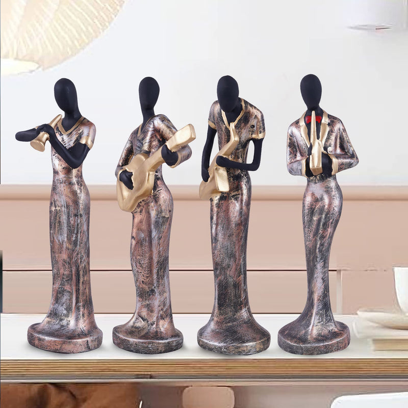 zart Resin Musical Instrument Showpiece, Set of 4 (Gold)