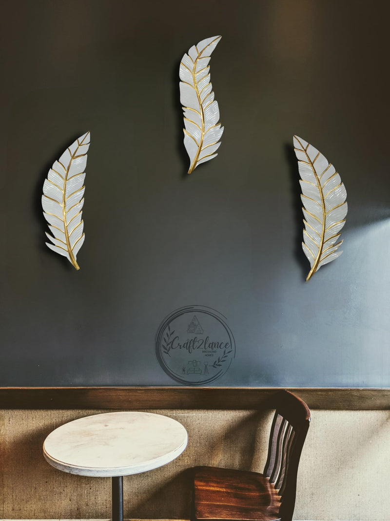 Craft2lance Metal Wall Decor/Metal Wall Art/Metal Wall Sculpture Set/Feather Wall Decor For Living Room/Bedroom/Dining Room/Office/Restaurant