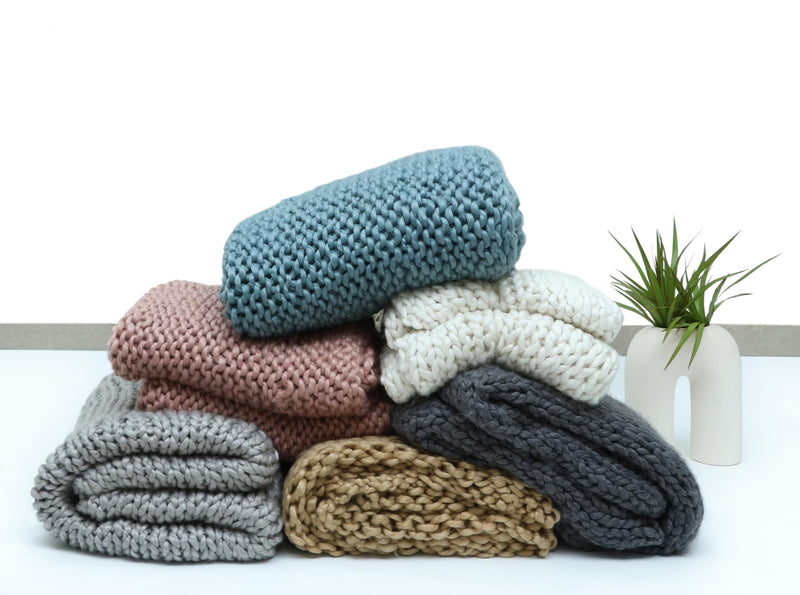 THE HOME TALK Beautifully Knitted and Textured Blanket | Very Soft and Premium Wool | Snuggle up Any time in This Luxurious All-Season Blanket | Lightweight Cozy Blankets (Taupe, 50X70 inches)