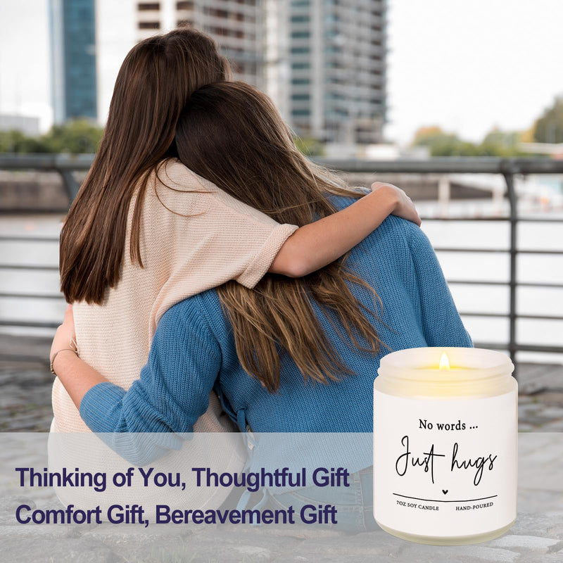 Shqiueos Sympathy Gifts for Loss of Loved One-No Words, Just Hugs Handmade 7oz Lavender Scented Candle, Bereavement Gifts, Thinking of You, Get Well Soon, Cheer Up, Comfort Condolences Candle