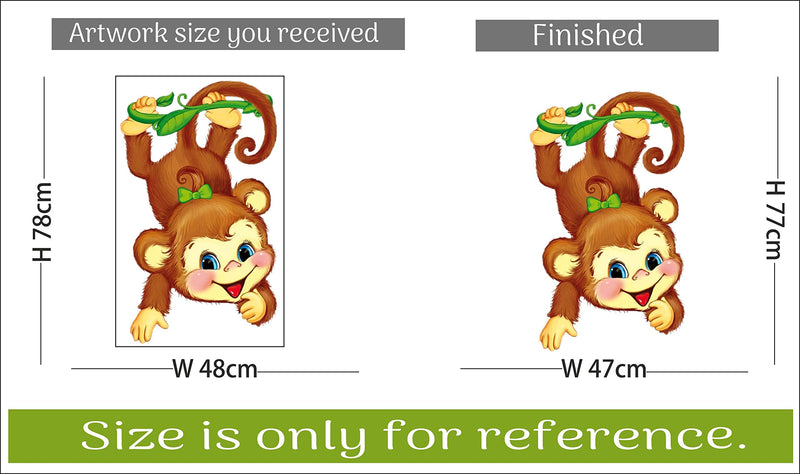 Sticker Hub Home Decor Monkey Hanging Below The Branch Wall Stickers for Living Room, Bedroom, Office (45 X 27 cm) AS01