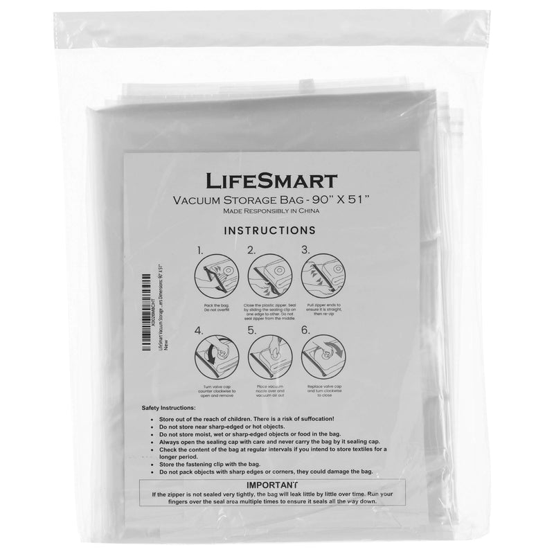 LifeSmart Vacuum Storage Bag for Unfolded Twin Mattress Saver Vacuum Seal Storage, Works with Most Vacuum Cleaners and for Queen Mattress Toppers Dimensions: 90” X 51”