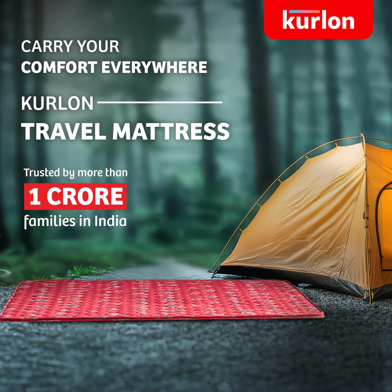 Kurlon Travel Mattress | Polycotton Woven Fabric | Triple-Layer PU Foam | Extra Soft | Multi-Purpose | Light Weight | Easy-to-Store | Single-Bed Size | 72X30X1 | 1 Yr Warranty