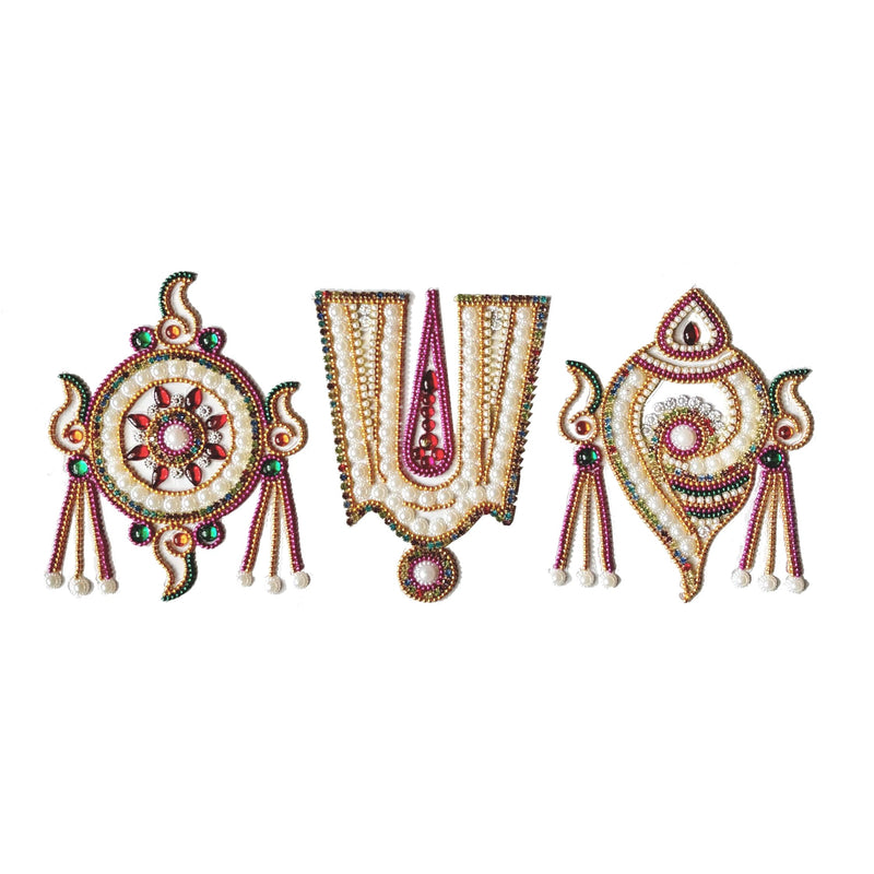 Aabhaas Design Divine Lord Tirupati Shankhu Chakra Nama Balaji Tilak, Vishnu, Venkateshwara, Padmanabha Swami Acrylic Kundan Art Rangoli for Home Temple, Office Decorations, Floor & Wall | 11×8 inch