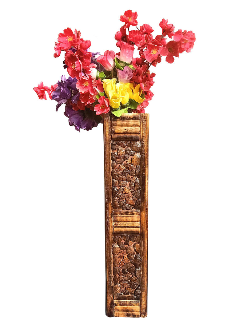 Spanglers Wooden Floor Flower Vase for Home Decoration Brown