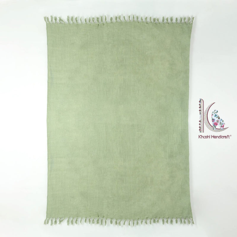 Cotton Sofa Throw 50 x 70 Inches Handmade Throw Cotton Color Green Pack of 1 R-DYTH00016