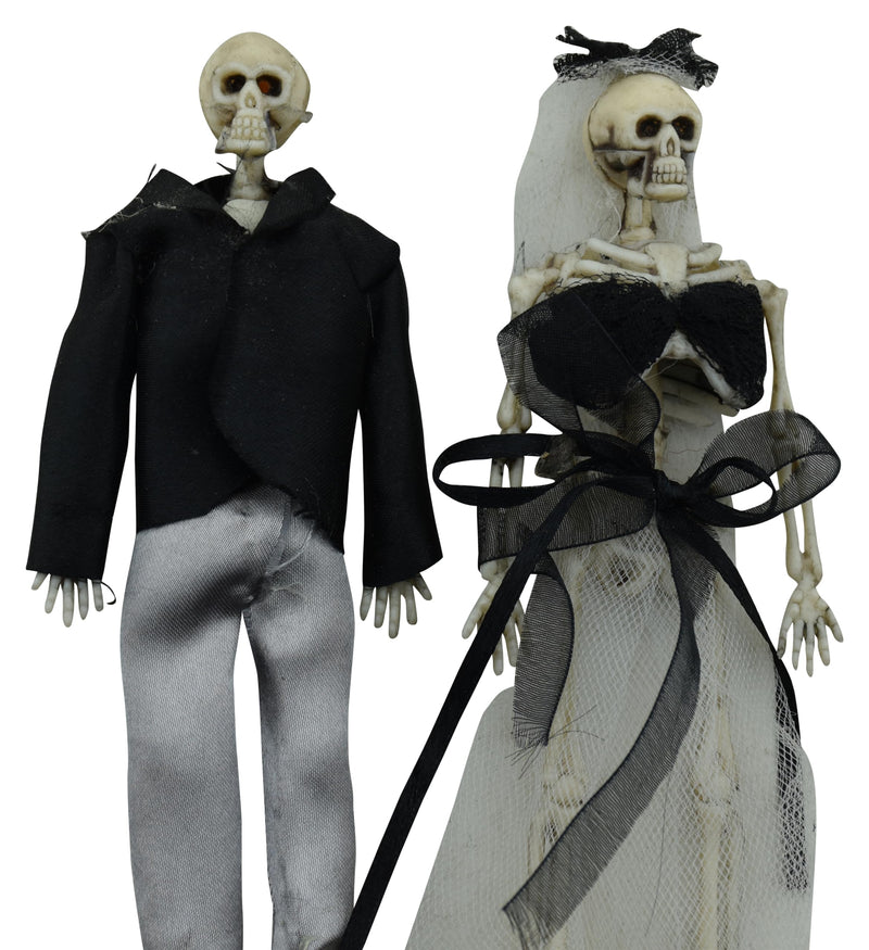 Jagmag® 2 x Skeleton Bride Groom Decor - Day of The Dead Couple Skeleton, Halloween Party Decorations, Skeletons for Halloween Decoration, Graveyard Decorations, Haunted House Accessories