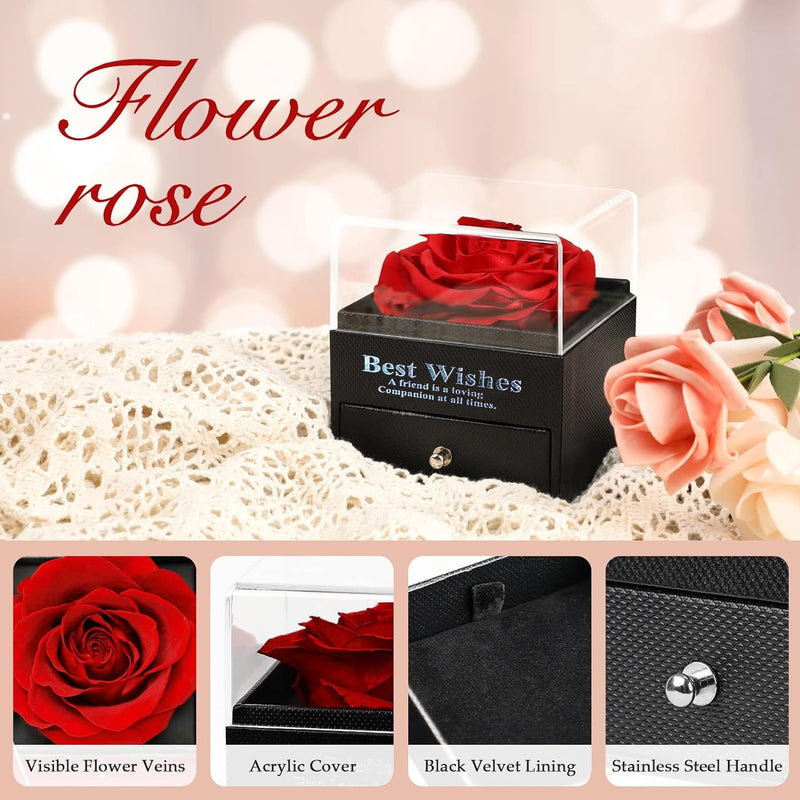 TIED RIBBONS Marriage Anniversary Birthday Gift for Girlfriend Wife Girls Women Friends Special Preserved Red Rose Flower Box with I Love You in 100 Languages