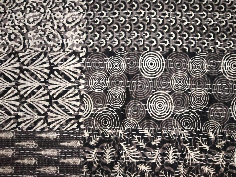 Kirti Textile and Handicraft Queen Kantha Quilt Hand Block Printed Kantha Bed Cover Cotton Kantha Bedspread