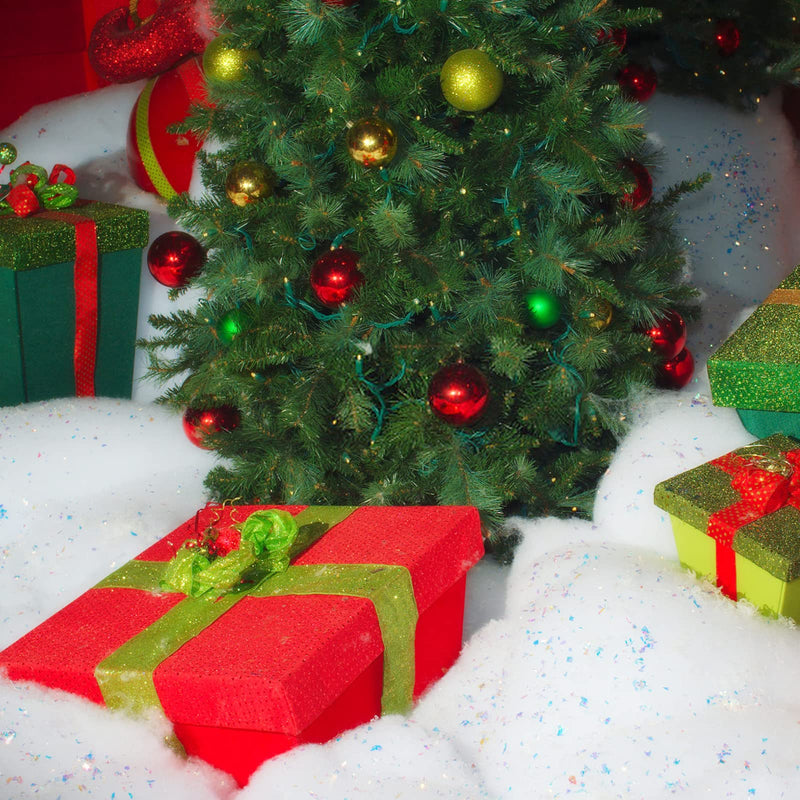 Apragaz Christmas Glitter Snow Blanket, Fake Snow Blanket Roll Indoor Decoration Artificial Snow Blankets Set for Winter Wonderland Christmas Village Wall Tree Xmas Backdrop Party Decor (0.8 * 2.4M)