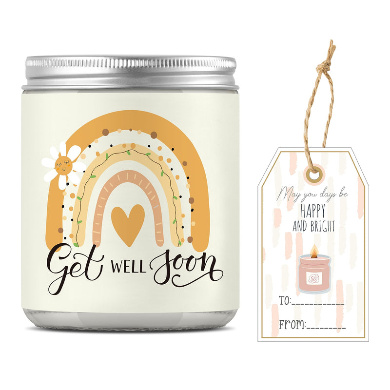 WATINC Get Well Soon Jar Candles Gifts for Sick, Lavender Scented Candle After Surgery Recovery Feel Better Gift, 32H Burning 10oz Natural Soy Wax Stress Relief Aromatherapy Feel Better for Women Men