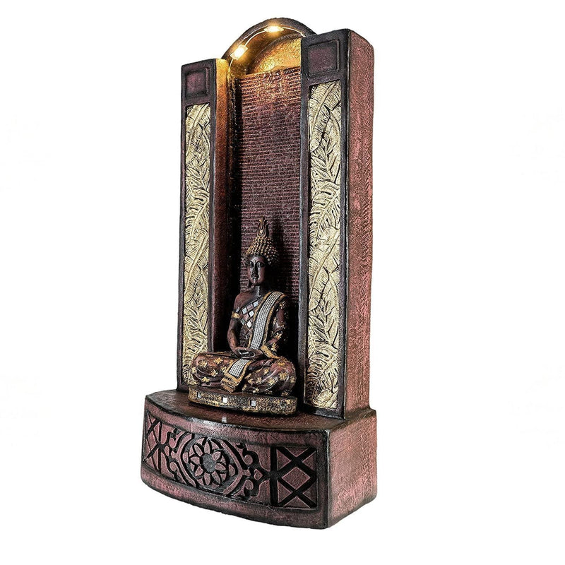 Shawshank Jharna Buddha Water Fountain Resin Fiberglass Water Fountain for Home Office Living Room Décor with LED Lights and Water Pump