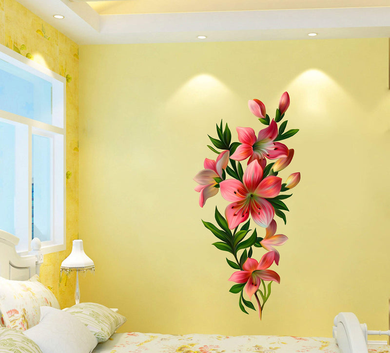 DivineDesigns™ Flowers Florals Wall Sticker | Wall Sticker for Living Room/Bedroom/Office and All Decorative Stickers