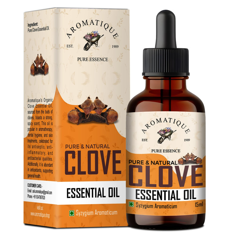 Aromatique Clove Essential Oil ,Therapeutic Grade 100% Pure Clove Oil for Teeth,Hair and Skin by Aromatique (15 ML)