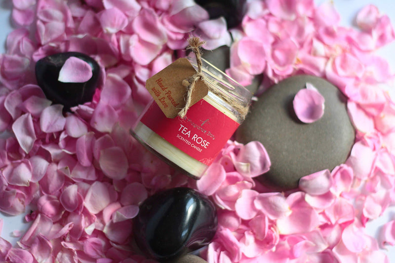 A Fragrance Story - Tea Rose Scented Candle, 100% Pure Beeswax, Aromatic Fragrance