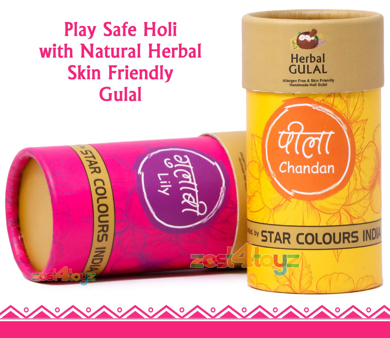 Zest 4 Toyz Non-Toxic Perfumed Herbal Gulal for Holi Celebration, Skin Friendly, Natural Fragrance Handmade Holi Gulal (80 Grm, Assorted Colour) - Pack of 3