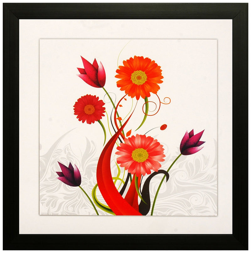 SAF 'Floral' Framed Painting (Wood, 30 cm x 3 cm x 30 cm, Special Effect Textured, SAO121)