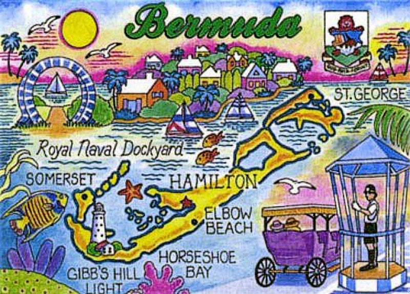 Bermuda Map Caribbean Fridge Collector's Souvenir Magnet 2.5" X 3.5"