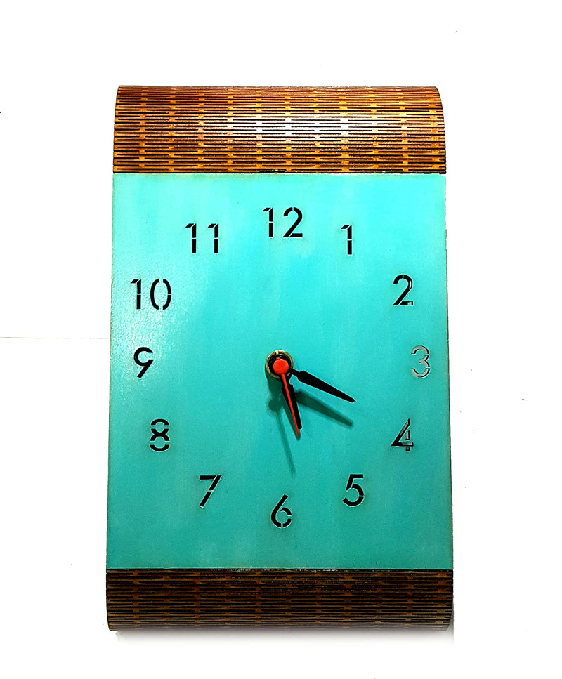 Shilpacharya Handicrafts Handmade MDF Wooden Table Top Band Clock for Home Decorations and Gifting