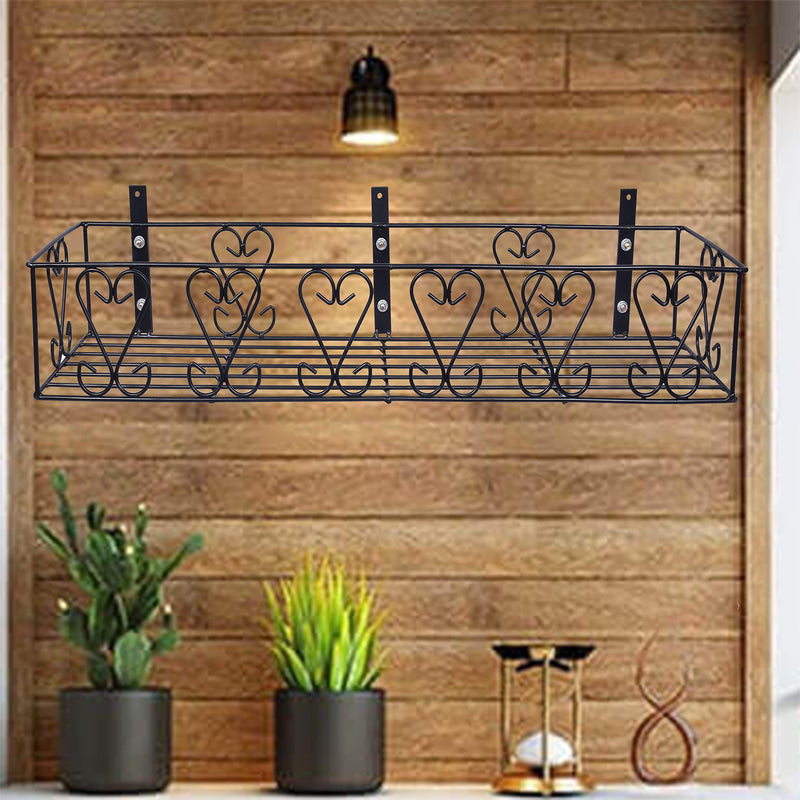 D&V ENGINEERING - Creative in innovation Metal Wall Fixing Wall Mounting Hanging Shelves Wall Hanging Plant Planter Pot Stand Bracket For Balcony Black - Large, Pack Of 1