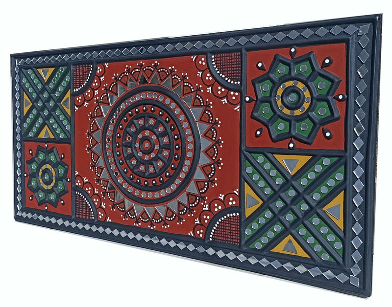 SHAKTI KUTCHI MUD & MIRROR CRAFTS Clay Wall Frame (31 cm x 61 cm x 2 cm, SKMMCWF 12X24 010)