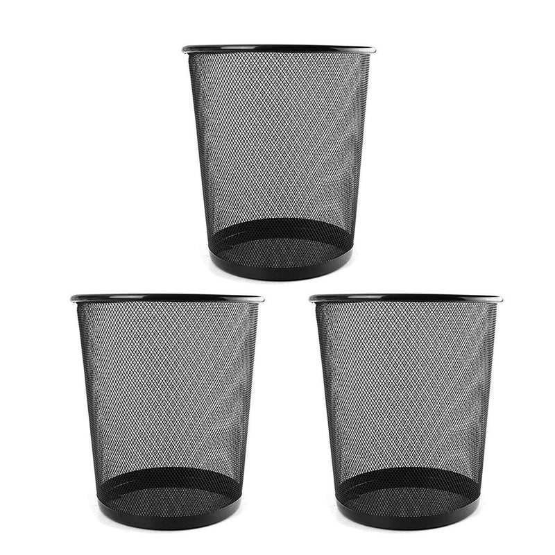 TIED RIBBONS Metal Mesh Big Size Dustbin for kids room kitchen living room office use room small(Set of 3, Black,Metal Mesh)