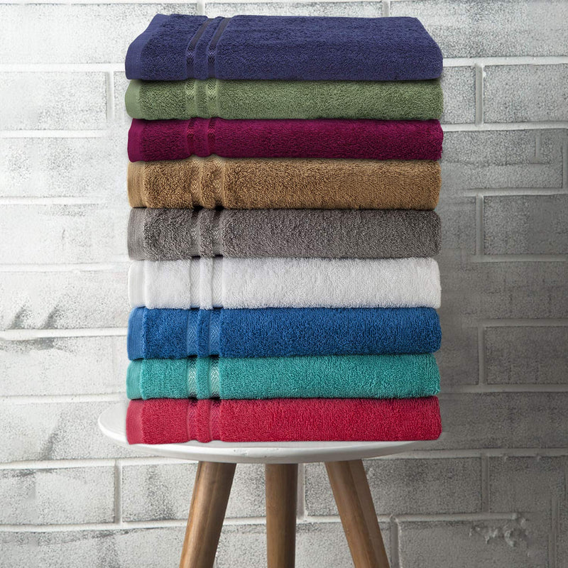 Welspun 100% Cotton Bath Towel Quick to Dry Attractive Border High Absorbency 375 GSM Grey Cotton Towels for Bath