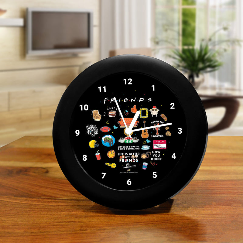 MCSID RAZZ - Friends Tv Series - Infographic 2022 Design Plastic Round Table Clock (with Numbering) - Officially Licensed by Warner Bros, USA