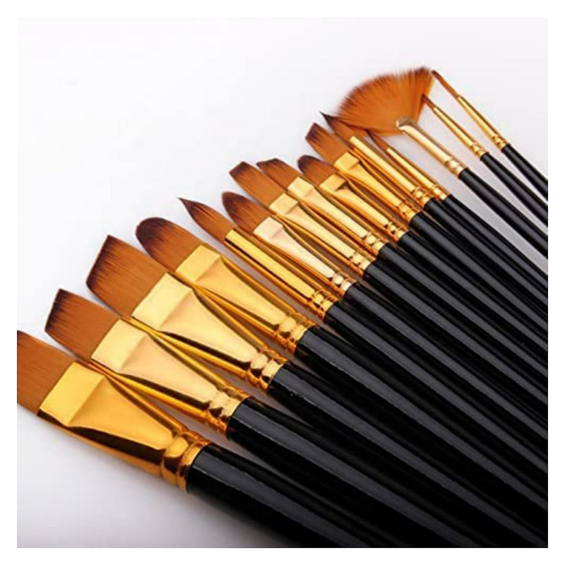 Twizzle Art Brush Set for Artists, Painting Brushes Set of 12 Professional Round Pointed Tip Nylon Hair Artist Acrylic Paint Brush for Acrylic/Water Colour/Oil Painting