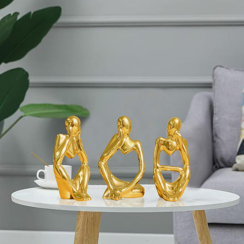 Xtore Golden Thinker Statue for Home Decor | Table Decor (Pack of 1, Golden)