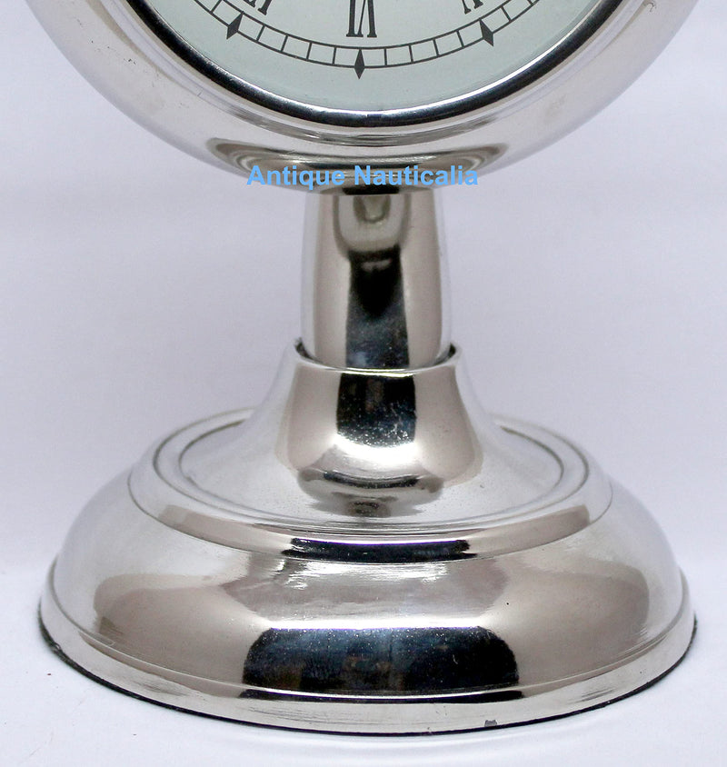 Antique Nauticalia New Simple Look Silver Finish, 12 Inches Moon Stand Table Clock for Living Room and Office,