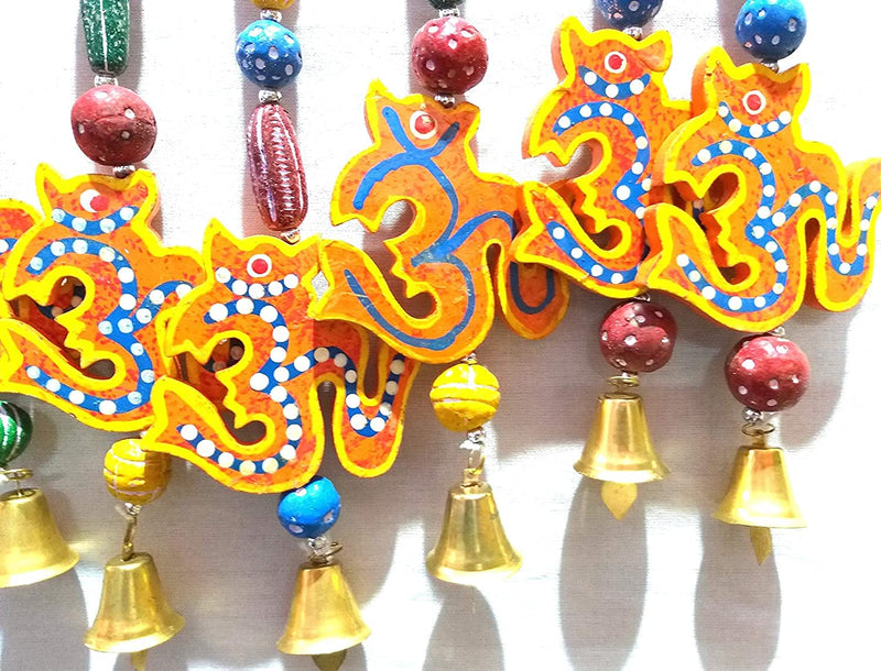 Wooden Hand Painted & Handmade Decorative Hanging with OM- Wind Chimes for Home Set of 2 Pcs.