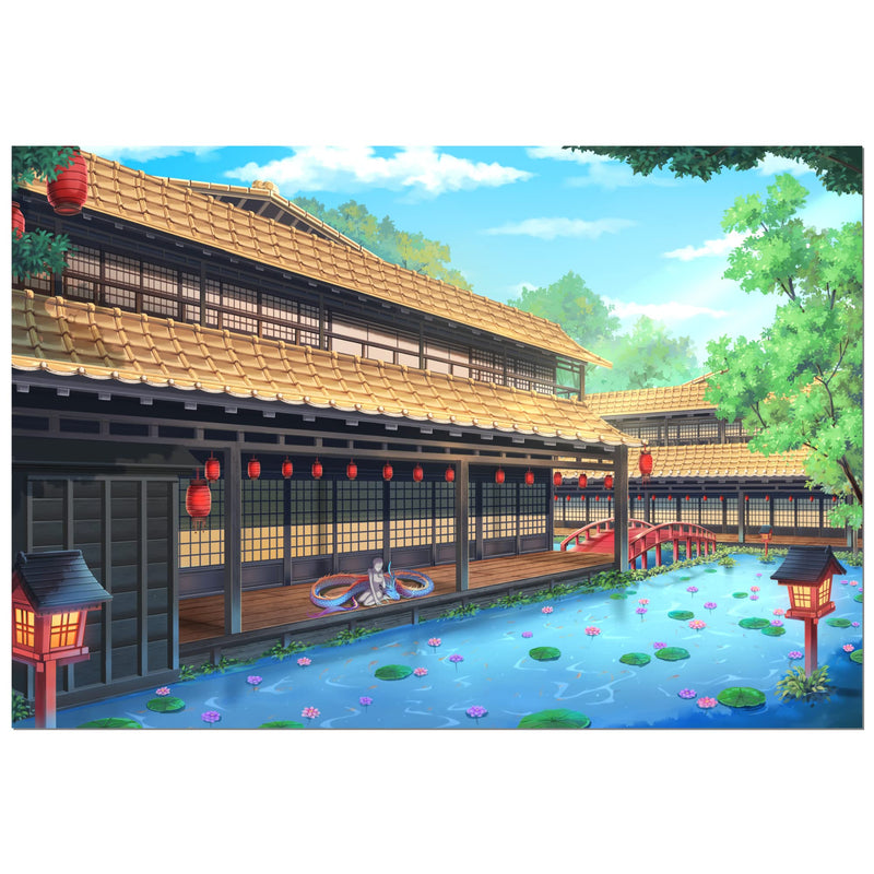 Thinking how Anime Style Old Samurai Japanese House Natural Landscape Art Wall Sticker for Home Decor (33X48cm)