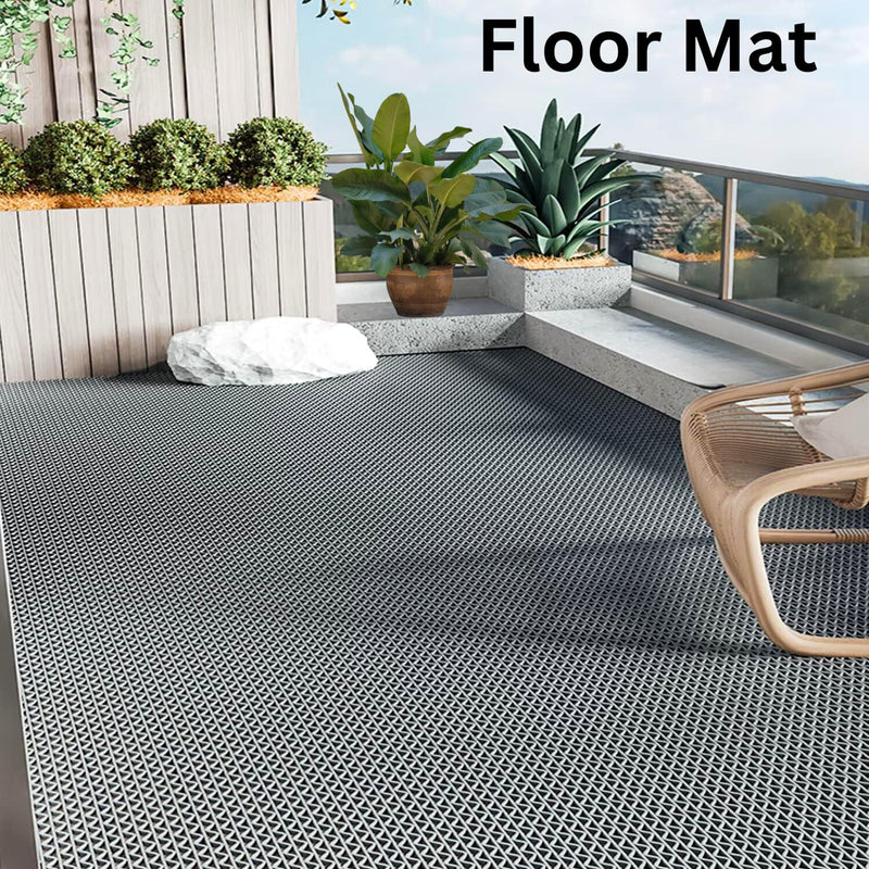 Purav Light Anti Skid Anti Slip Floor Rubber Mat Waterproof Jali Bathroom Mat for Kitchen Balcony Footmat for Home Entrance Door, 16 X 24 Inch, Grey