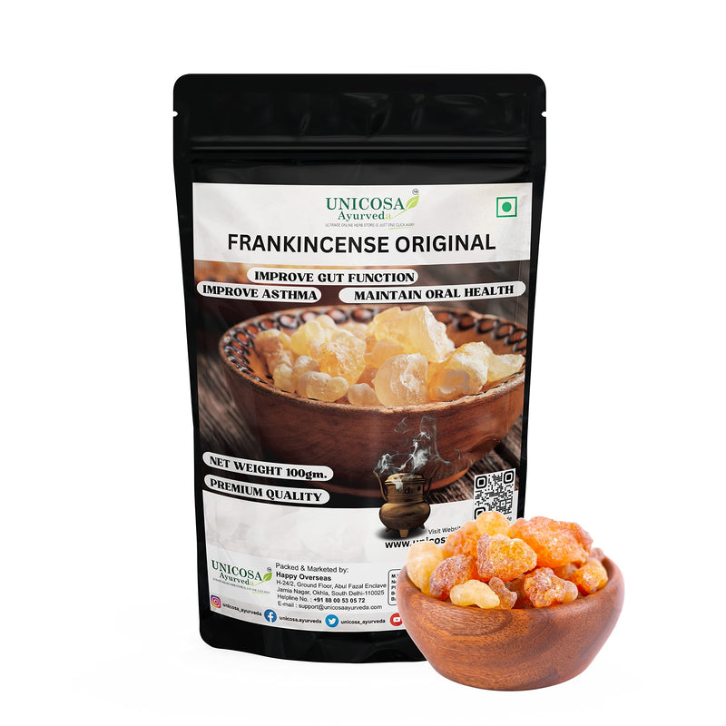 UNICOSA Ayurveda Pure Frankincese Resin 100gm Kunduru | Loban | Monastery Incense | Olibanum | Boswellia Carterii | Frankincense Tears | Pure Frankincense Granules | Organic Premium Incense