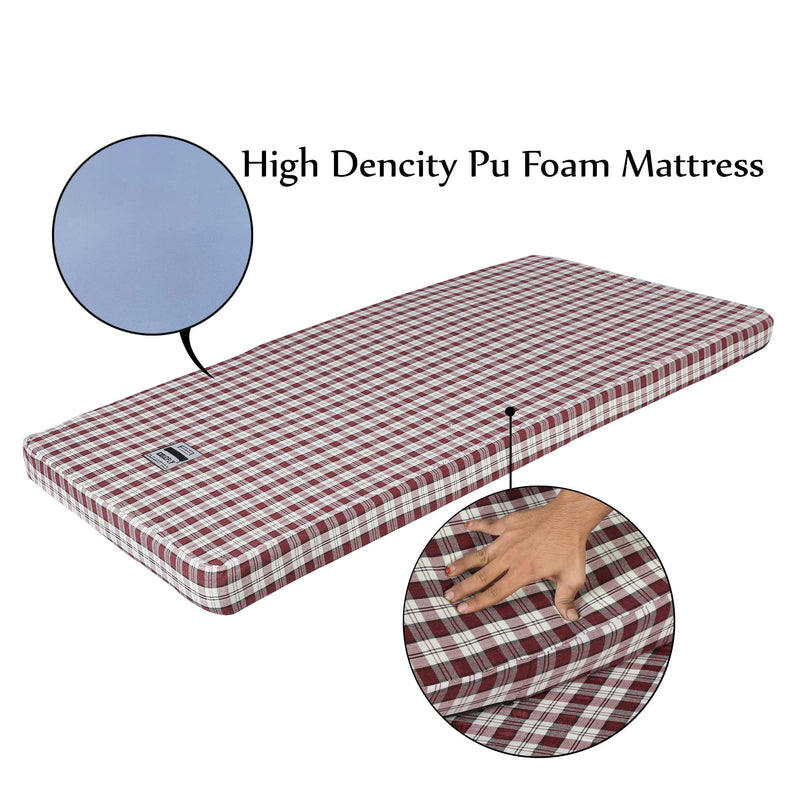 COLOFLY Pu Foam Mattress (Single, Maroon), 72X35X3