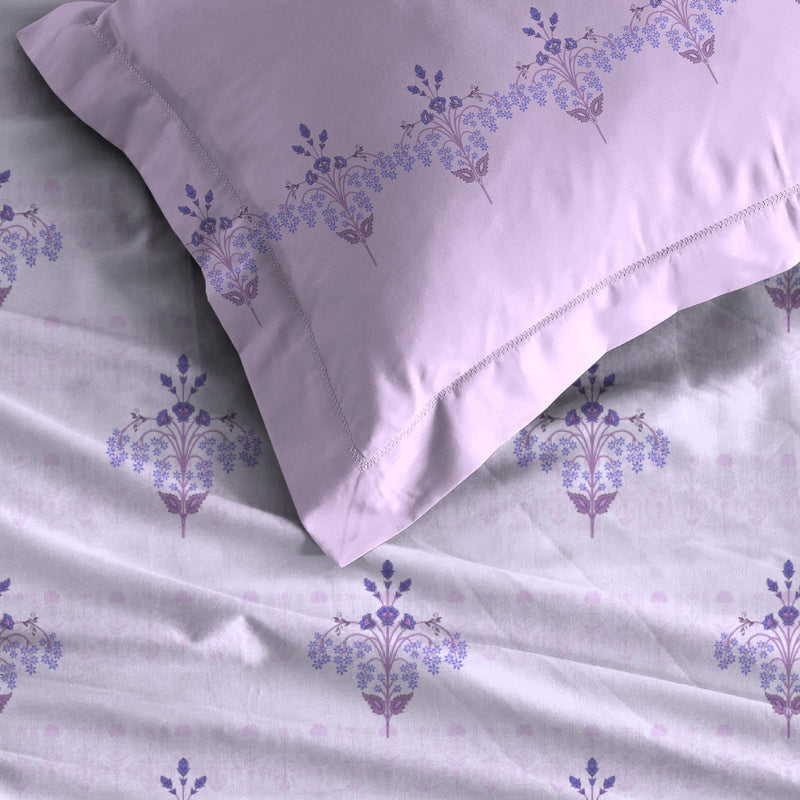 Trident Soft Comfort Bed in a Bag, Comforter with Bedsheet and Pillow Cover, 210 TC 100% Cotton 200 GSM Comforter, King Size Bedsheet Set with Comforter and Pillow Cover - Lilac Affair